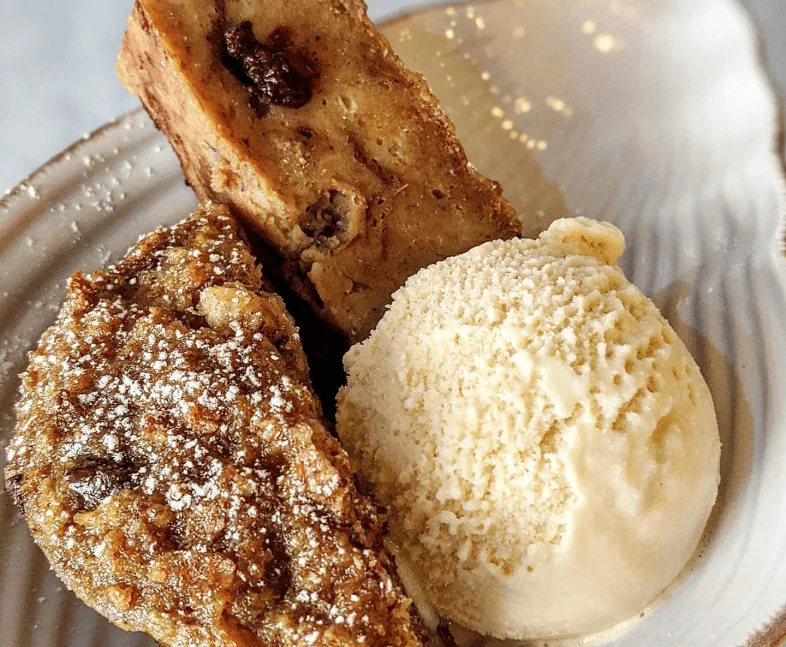 French toast with vanilla ice cream