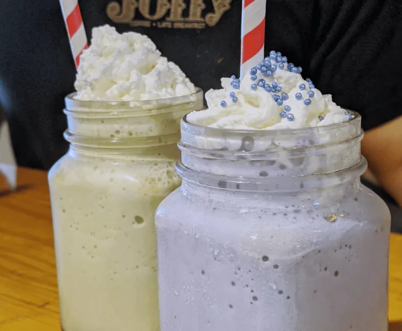 Frappes and milkshakes served in jars