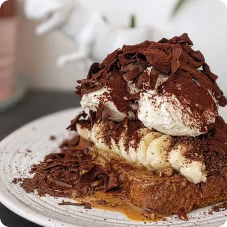 Chocolate dessert with whipped cream